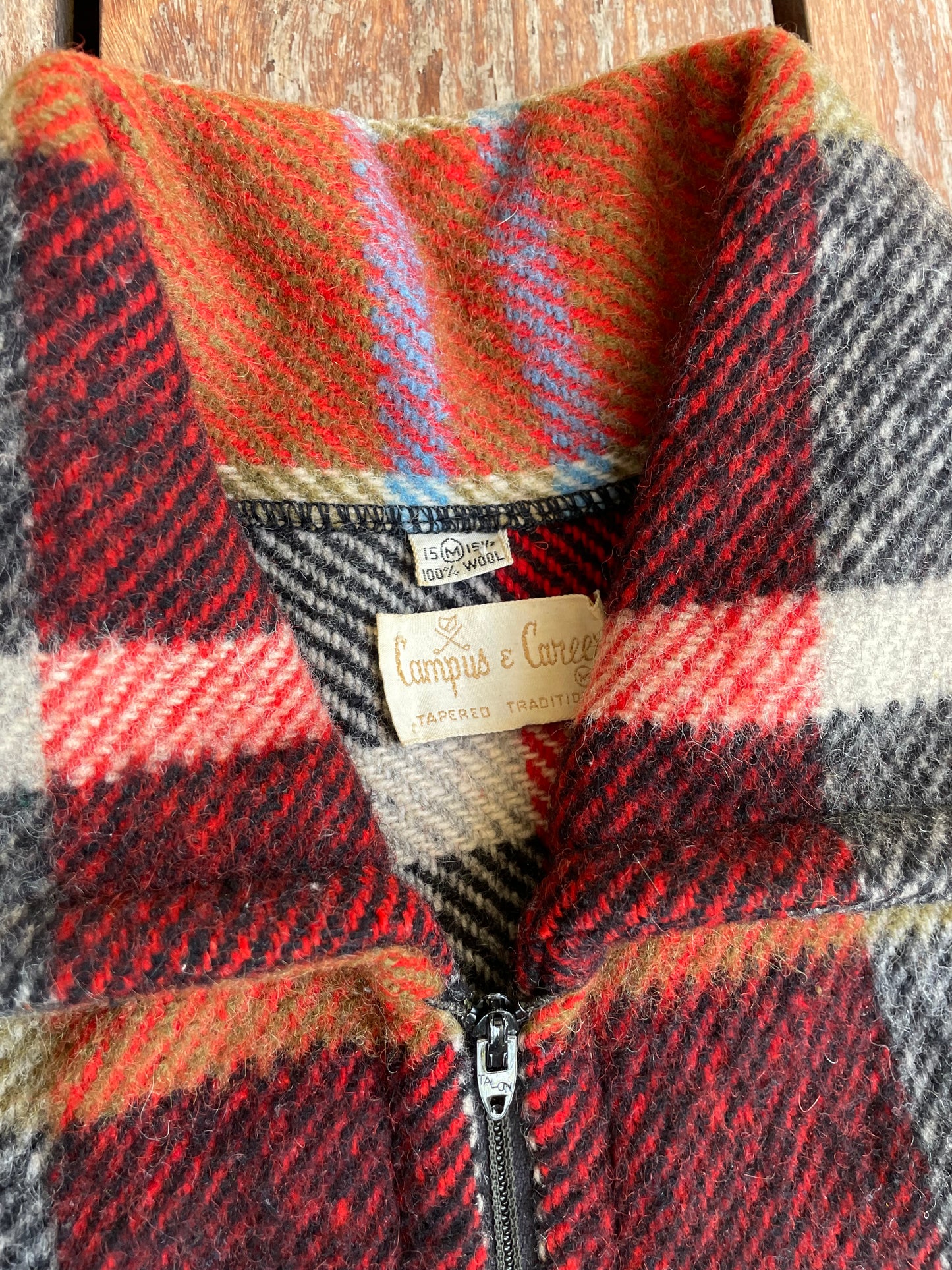 1970s Wool 3/4 zip flannel